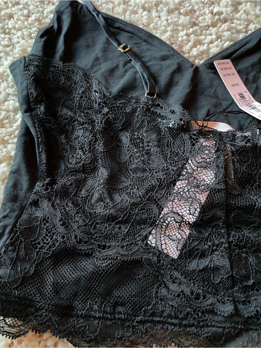BNWT VICTORIA’S SECRET Black Lace-Trim Camisole & Short Sleep Set Size XS - Picture 5 of 11